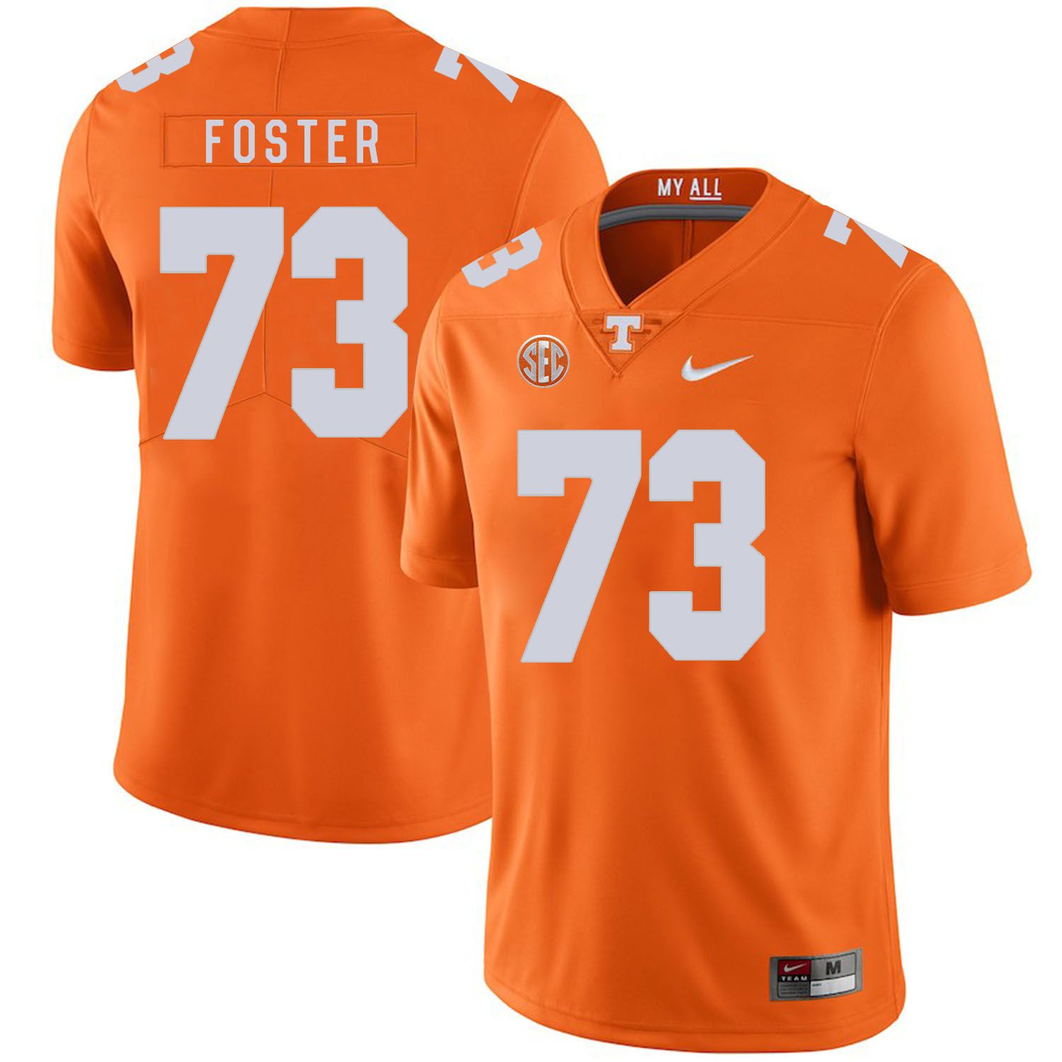 Men Tennessee Volunteers #73 Foster Orange Customized NCAA Jerseys